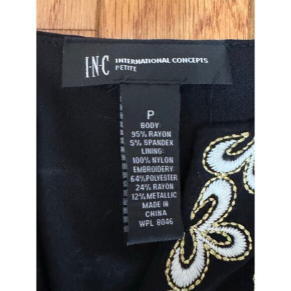 INC Petite Small Black Embroidered Long Sleeve Dress NWT - Picture 5 of 7